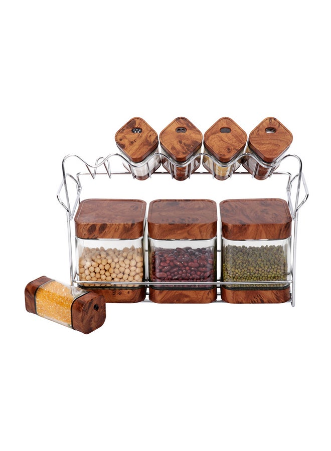ALMUFARREJ 8-Piece Spice Bottle Set Brown/Clear - Image 2