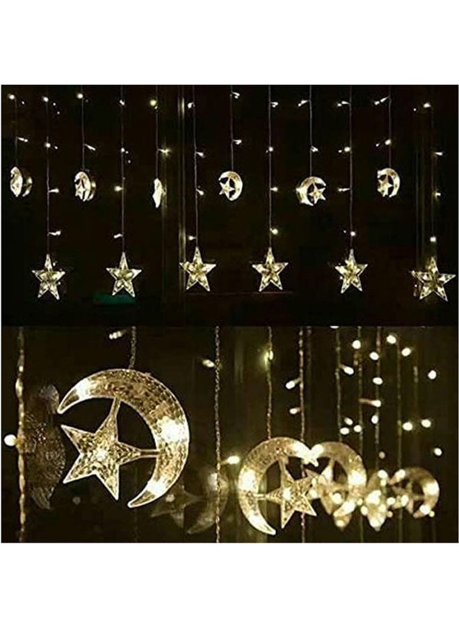 Ramadan Light Decoration Curtain - Star And Crescent Gold 2.5meter