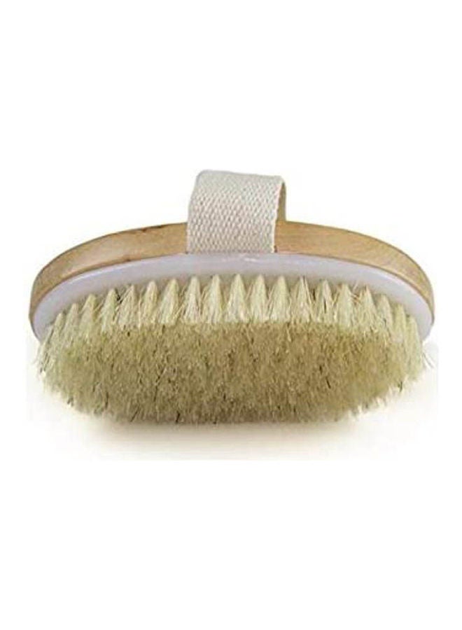 Bath Shower Dry Skin Body Brush Wood Natural Bristle Beige - Image 1