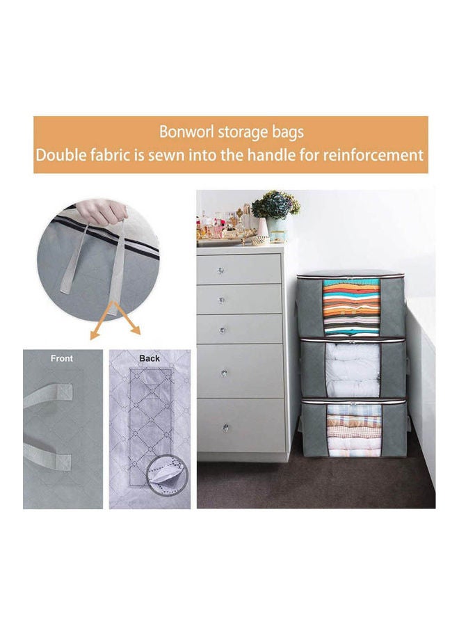 BONWORL Storage Bag Organizer With Sturdy Zipper 2 Pack Grey  - Image 2