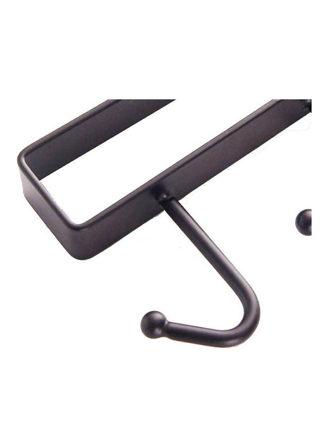 بيعتكلها 6 Hooks Stainless Steel Cupboard Hanging Hook Rack Holder Black 26X6.5X2.2cm - Image 2
