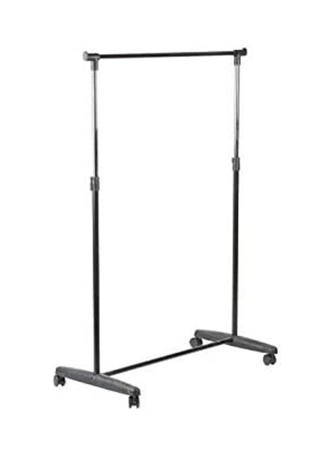 The Living Home Portable Single Rod Garment Rack Rolling Adjustable Bar Rail Hang Clothes Black 