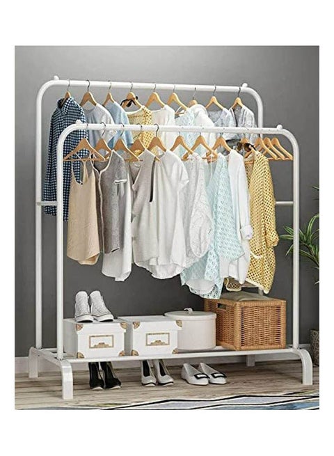 Metal Double-Pole Cloth Rack White 110x150cm