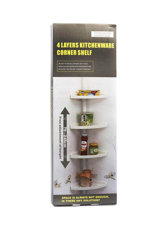 رف يوضع في الزاوية لأدوات المطبخ مكون من أربعة طوابق أبيض - Image 1