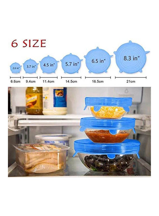 6Pcs Set Reusable Universal Silicone Saran Wrap Cover Lids Blue 7.9inch - Image 2