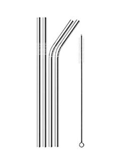 5-Piece Reusable Drinking Straw Silver