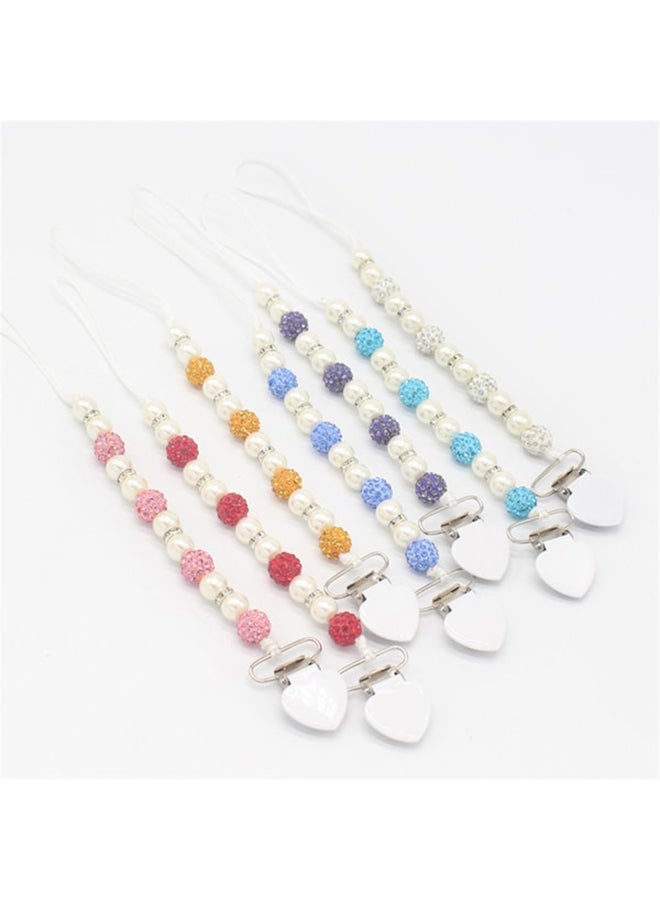 1-Piece Set Infant Nipple Holder Crystal Beads Baby Pacifier Clips Chain - Image 3