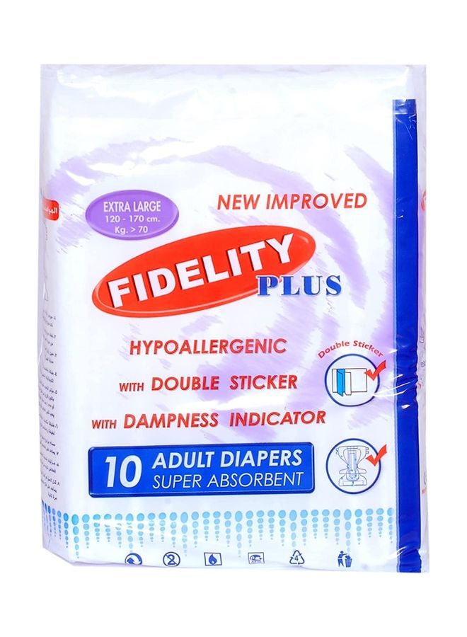 FIDELITY Pack Of 10 Adult Diapers, Extra Large, 120-170cm - Image 1