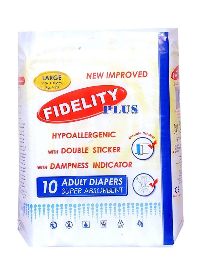 FIDELITY Pack Of 10 Adult Diapers, Large, 115 - 150cm’  - Image 1