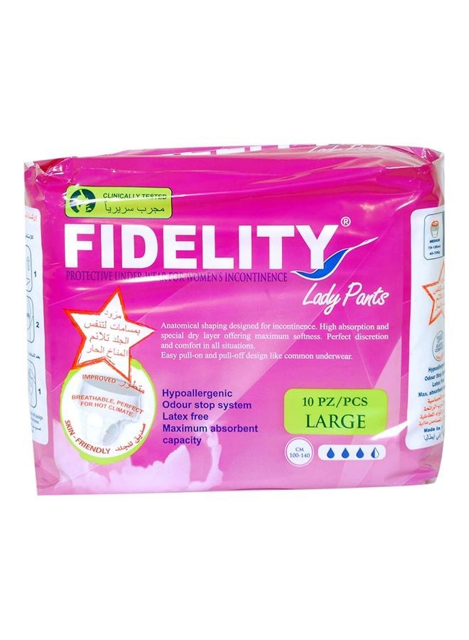 FIDELITY Pack Of 10 Absorbent Lady Pants, Large  - Image 1