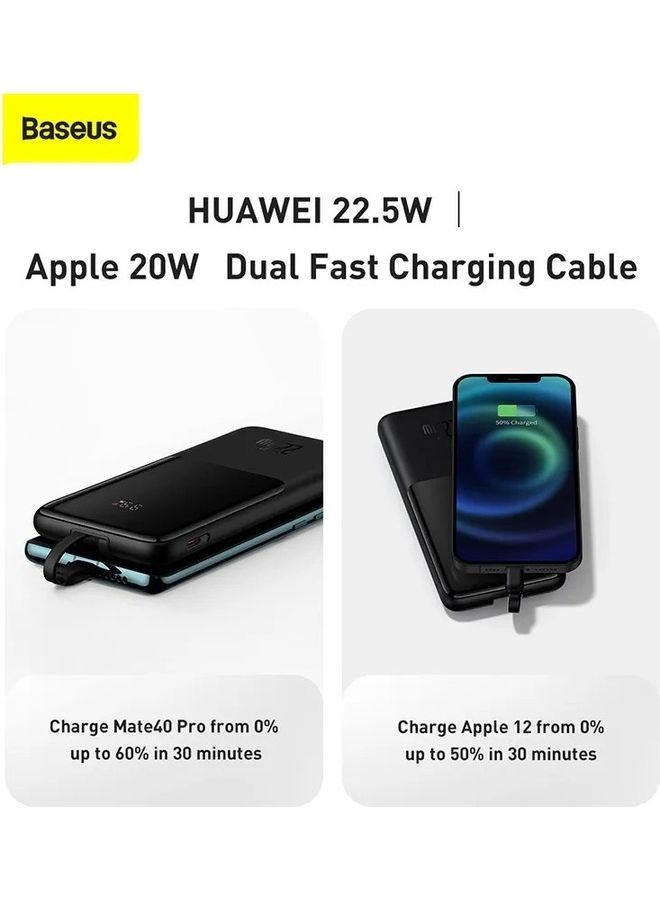 Baseus 10000 mAh Fast Charge Power Bank With Built-in Type C & Lightning Cable Black  - Image 4