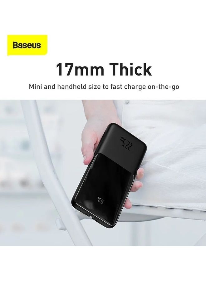 Baseus 10000 mAh Fast Charge Power Bank With Built-in Type C & Lightning Cable Black  - Image 5
