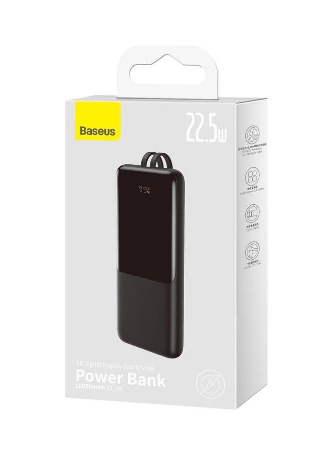 Baseus 10000 mAh Fast Charge Power Bank With Built-in Type C & Lightning Cable Black  - Image 1