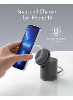 Anker Magnetic Wireless Charger (MagGo), 2 In 1 Wireless Charging Station With 20W USB-C Charger, For iPhone 13/12 Series, AirPods Pro Interstellar Gray Black  - Image 2