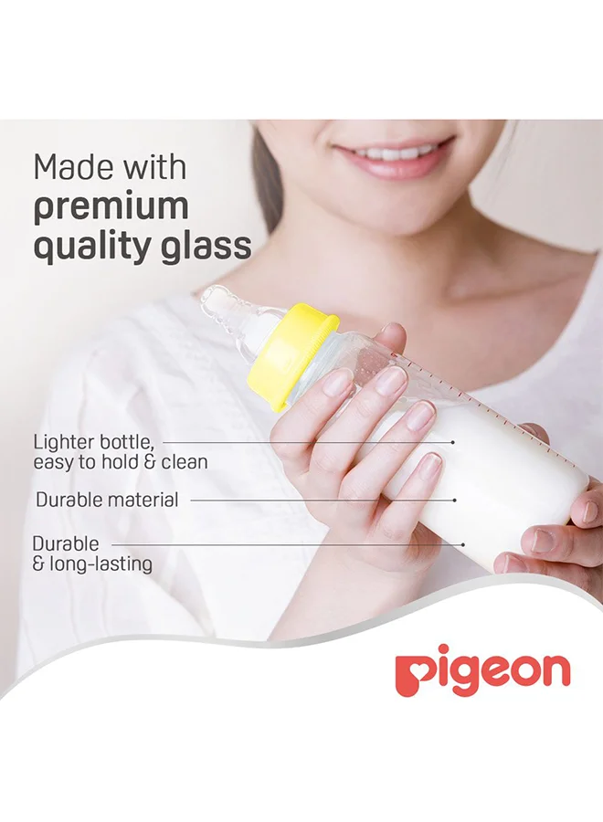 بيجون Ultrasoft Silicone Rubber Soft Nipple Glass Feeding Bottle For Baby, 200ml - Assorted