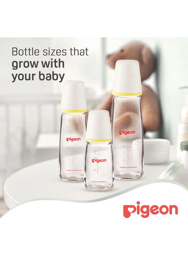 بيجون Ultrasoft Silicone Rubber Soft Nipple Glass Feeding Bottle For Baby, 200ml - Assorted