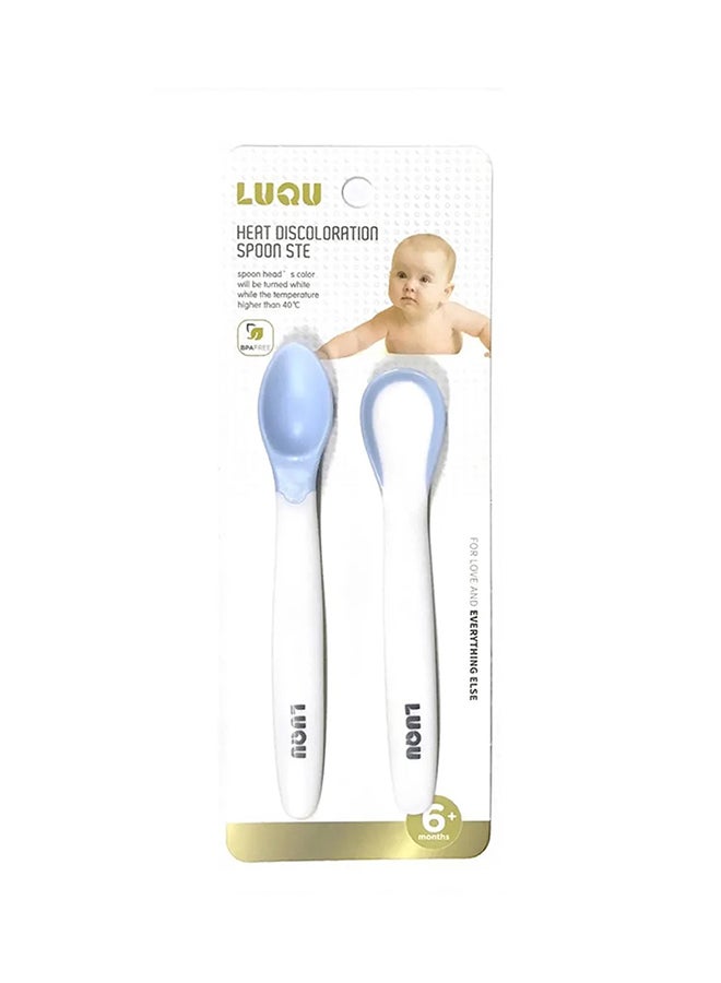LuQu - 2-Pack Heat Discoloration Feeding Spoon Set With Special Arch Bridge For Baby - Image 1