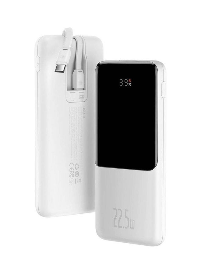 Baseus - 10000 mAh Fast Charge Power Bank 22.5w with Built-in Type C & Lightning Cable White - Image 1