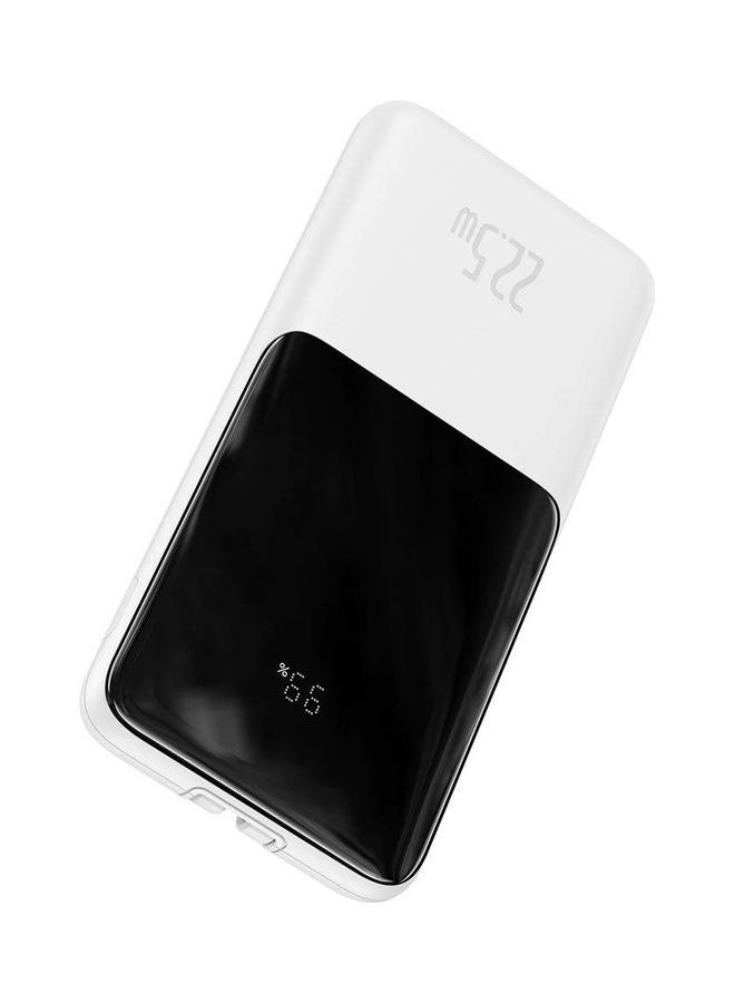 Baseus - 10000 mAh Fast Charge Power Bank 22.5w with Built-in Type C & Lightning Cable White - Image 1