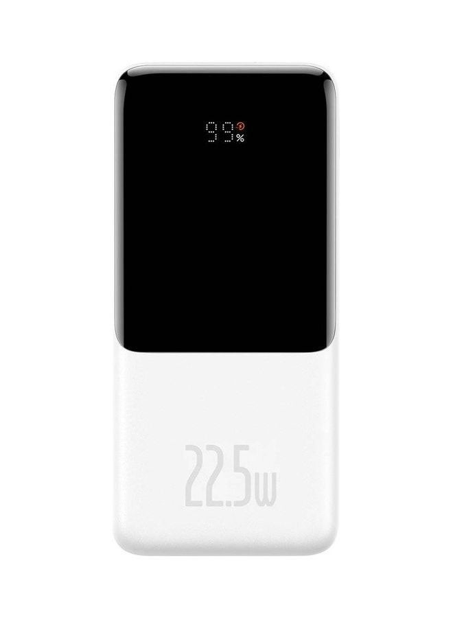 Baseus - 10000 mAh Fast Charge Power Bank 22.5w with Built-in Type C & Lightning Cable White - Image 1