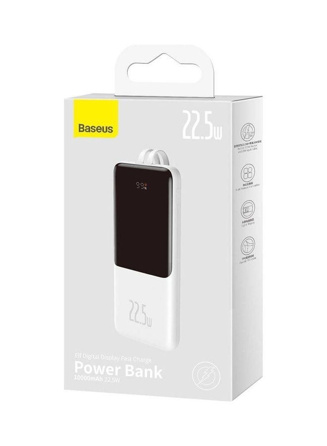 Baseus - 10000 mAh Fast Charge Power Bank 22.5w with Built-in Type C & Lightning Cable White - Image 1