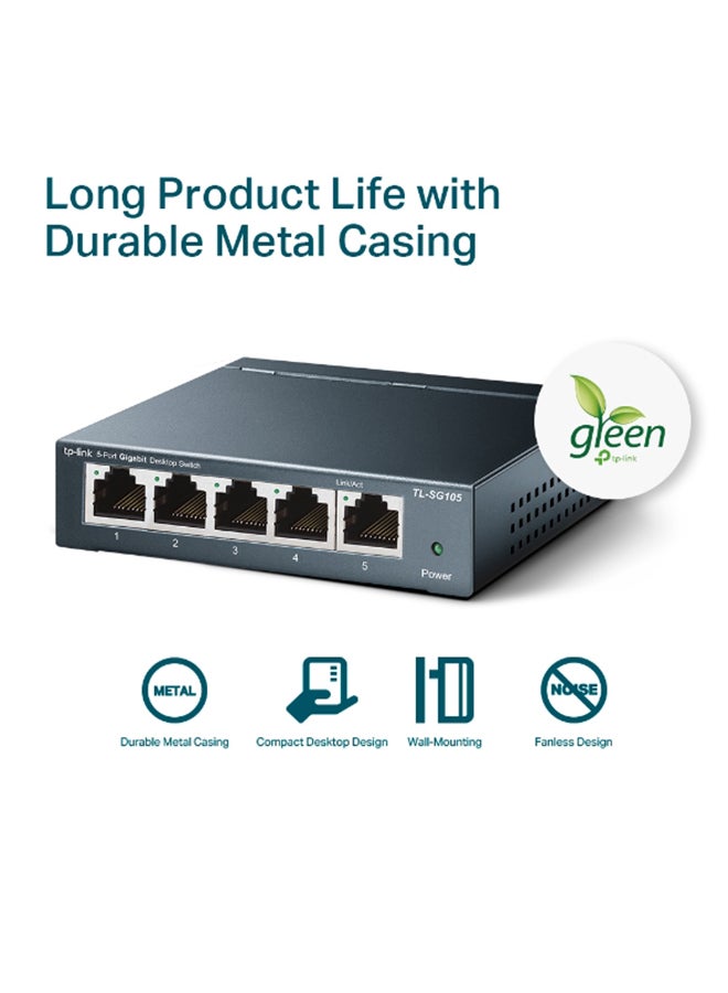 TP-LINK - 5-Port Gigabit Desktop Switch TL-SG105 Green - Image 1