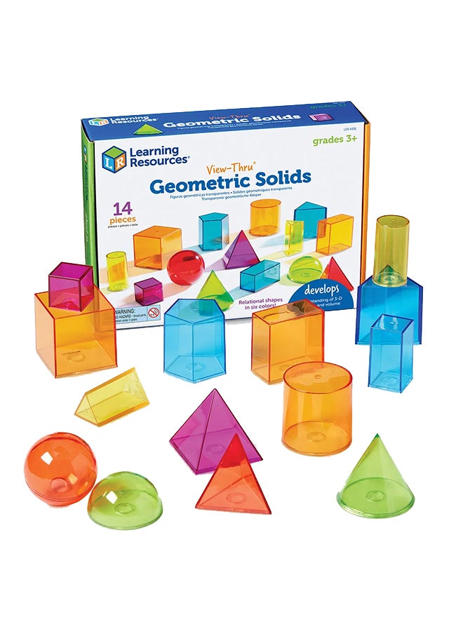 Learning Resources View-Thru Geometric Solids (14-Piece Set, 5cm, Transparent, Ages 8+) 3cm - Image 1