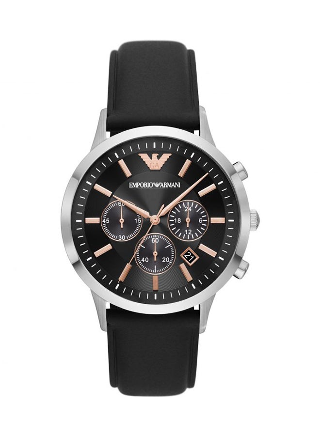 EMPORIO ARMANI Men's Analog Round Wrist Watch With Leather Strap AR11431