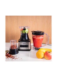 Geepas GSB44017 500W 3 in 1 Stainless Steel Blender - 8 Speed Control ,  1.5L Plastic jar, 4 Sharp Blades & 2 Blending Preset Juicer- Mill &  Chopping Blender, Anti-Slip feet Design