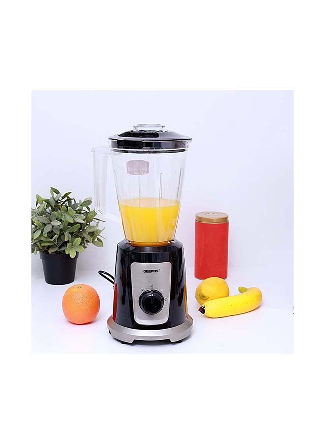 GEEPAS - 2-In-1 Multifunctional Blender, 2 Speed Control With Pulse Function, Stainless Steel Cutting Blades, Plastic Jars, Coffee Bean Grinder, Non Slip Feet For Stable 1.5 L 550 W GSB44030 Black/Grey/Clear - Image 1