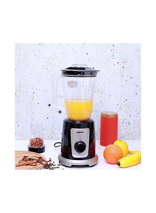 GEEPAS - 2-In-1 Multifunctional Blender, 2 Speed Control With Pulse Function, Stainless Steel Cutting Blades, Plastic Jars, Coffee Bean Grinder, Non Slip Feet For Stable 1.5 L 550 W GSB44030 Black/Grey/Clear - Image 1