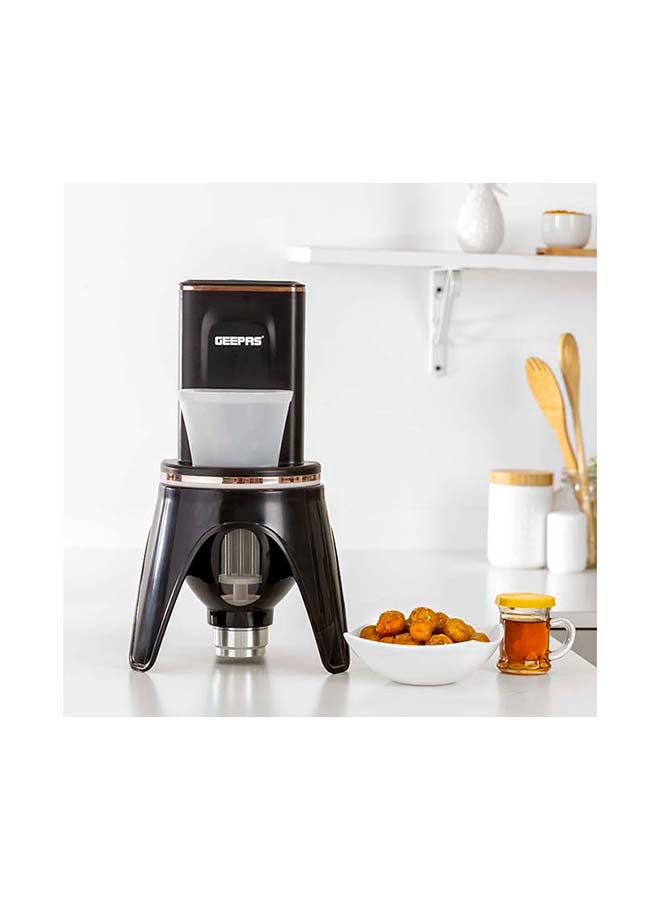 GEEPAS Sweet Dumpling/Luqaimat Maker1L Bowl Capacity  Digital Screen Counter  3 Dough Ball At A Time  On/Off Switch  Easy To Clean GSM63046 Black/Gold - Image 1