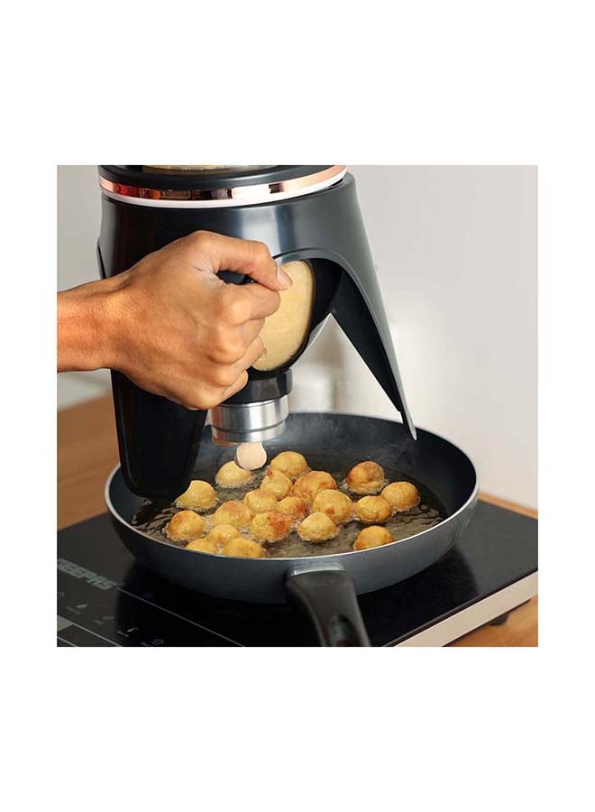 GEEPAS Sweet Dumpling/Luqaimat Maker1L Bowl Capacity  Digital Screen Counter  3 Dough Ball At A Time  On/Off Switch  Easy To Clean GSM63046 Black/Gold - Image 4