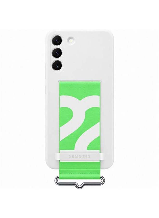 Samsung Protective Silicone Case Cover For S22 Plus With Strap white - Image 1