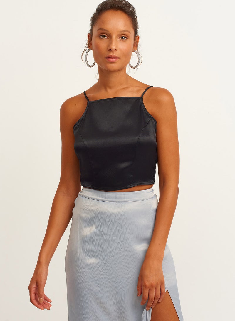 OXXO Crop Top With Thin Straps Black - Image 1