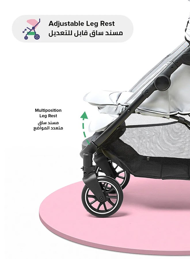 بيبي عربة أطفال خفيفة الوزن مع مظلة ممتدة، قابلة للطي بيد واحدة ونظام قفل للأطفال حديثي الولادة حتى سن 3 سنوات - Image 4