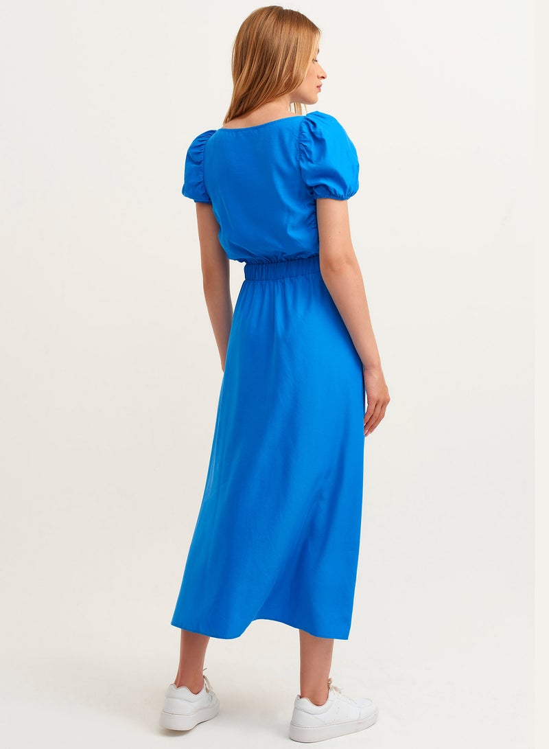 OXXO Midi Dress With Ballroom Sleeves Blue  - Image 3