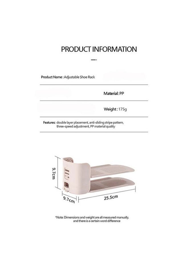 fashionhome 2 Pieces Adjustable Shoe Rack Drying Organizer Beige 25.5x9.7cm  - Image 4