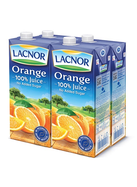 Essentials Orange 100 Percent Juice, No Added Sugar 1Liters Pack of 4