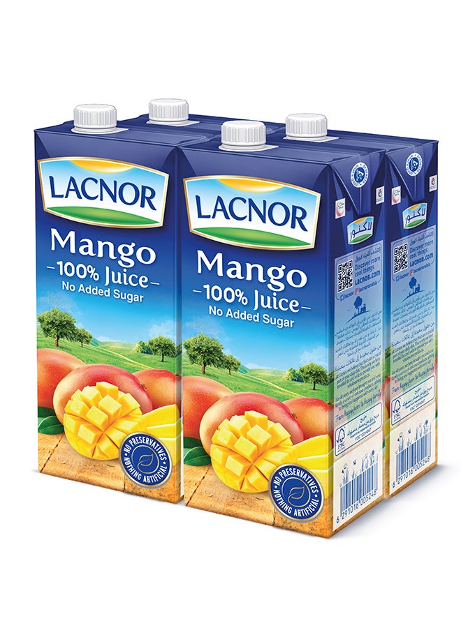 Lacnor - Essentials Mango 100 Percent Juice With No Added Sugar Mango 1Liters Pack of 4 - Image 1
