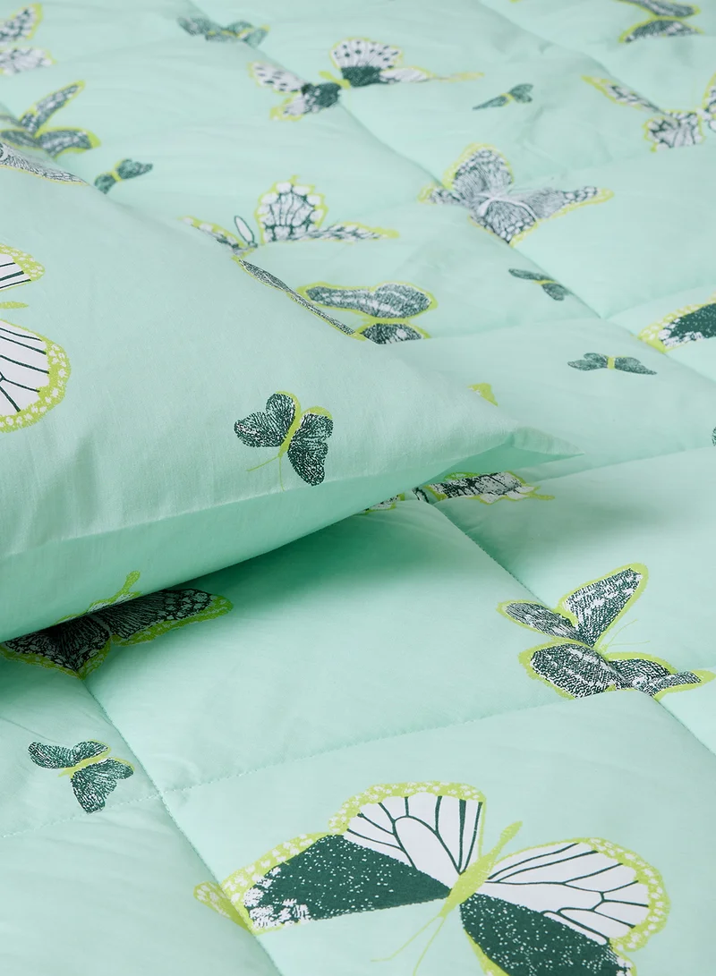 Noon East Comforter Set With Pillow Cover - For King/Super King Size Mattress - 100% Cotton Percale - Sleep Well Lightweight And Warm Bed Linen - Turquoise 260X240cm + pillow cover 50X75cm