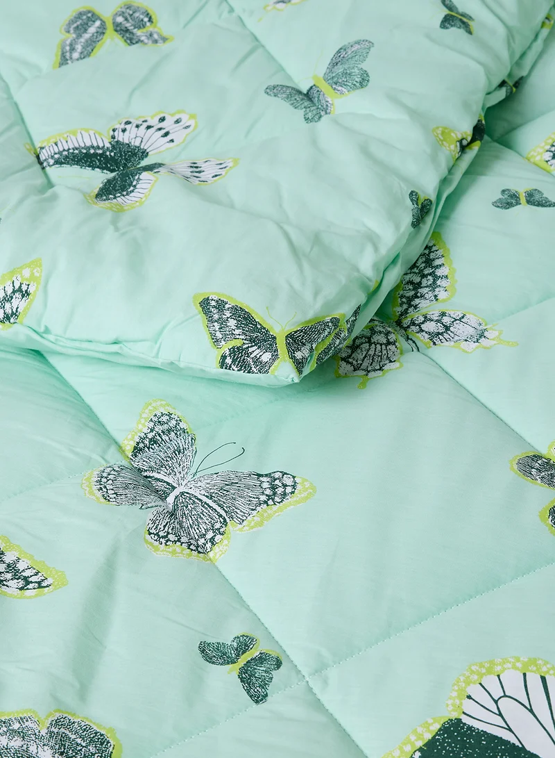 Noon East Comforter Set With Pillow Cover - For King/Super King Size Mattress - 100% Cotton Percale - Sleep Well Lightweight And Warm Bed Linen - Turquoise 260X240cm + pillow cover 50X75cm