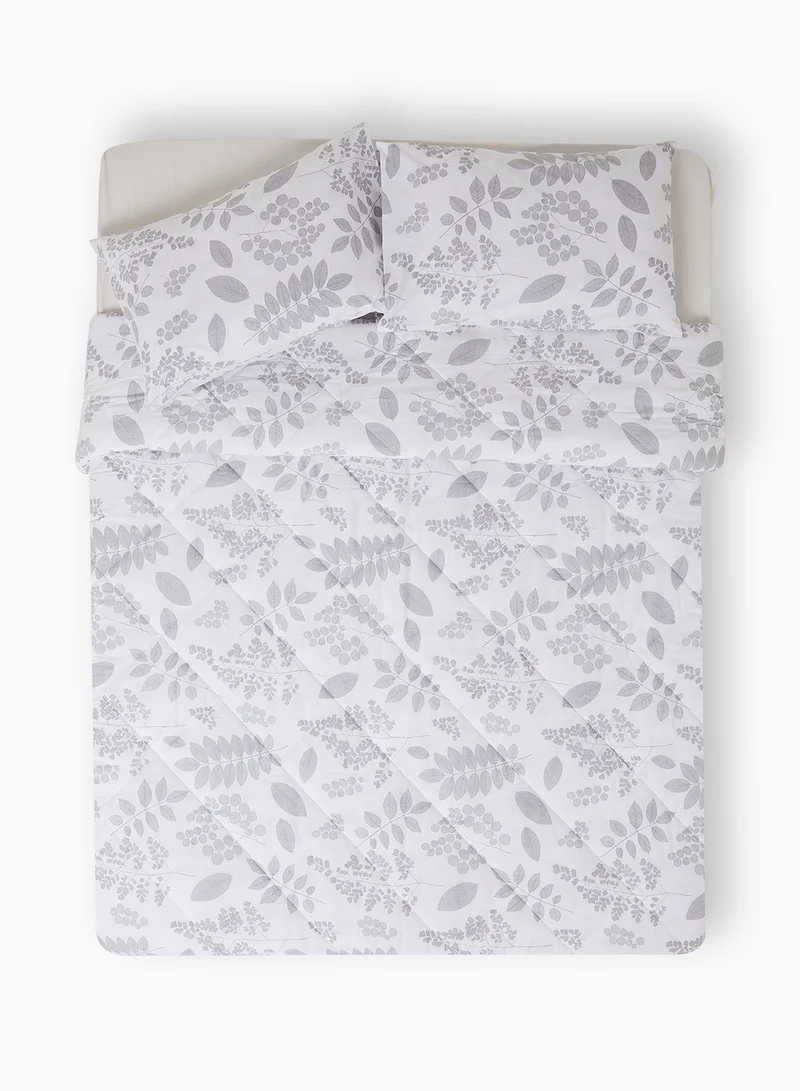 Noon East Comforter Set With Pillow Cover - For King/Super King Size Mattress - 100% Cotton Morgan Percale - Sleep Well Lightweight And Warm Bed Linen - Grey 260X240cm + pillow cover 50X75cm