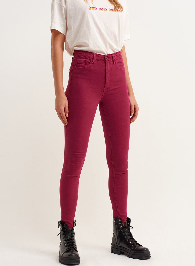 OXXO Cotton Carrot Fit Pants Burgundy  - Image 2