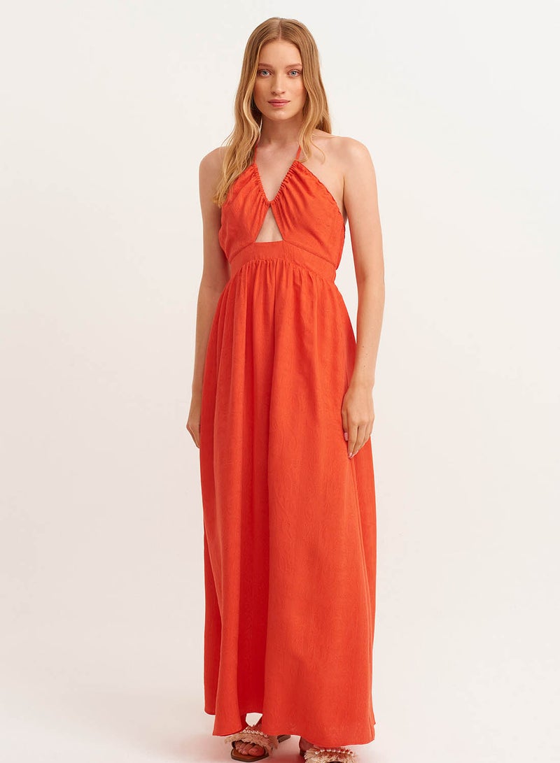 OXXO Cot-Out Detailed Maxi Dress Orange - Image 1