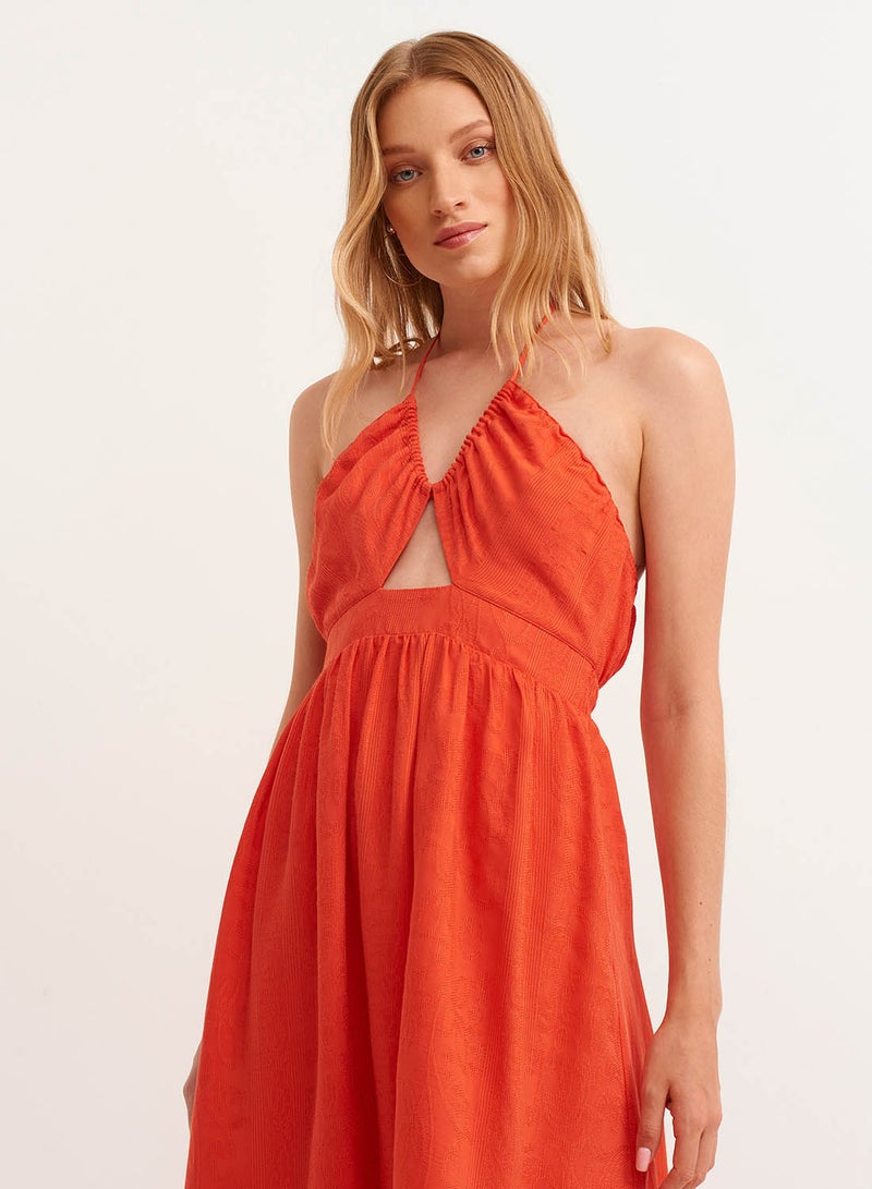 OXXO Cot-Out Detailed Maxi Dress Orange - Image 2