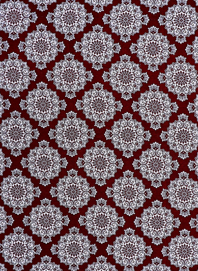 Hometown HOME TOWN 2-Piece Printed out Eyelet Ring Top Window Curtains - 2PK Set Chennile Burgundy/Blue 135x240cm  - Image 3