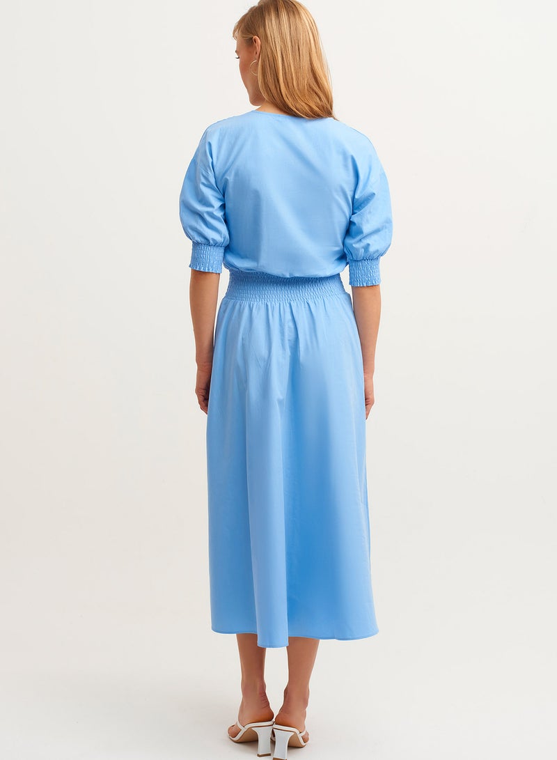 OXXO Plain Detailed Dress Blue Crap  - Image 3