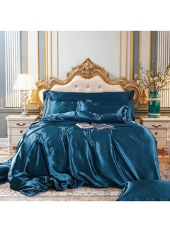 Sharpdo 4-Piece Duvet Cover Set Polyester Blue 220x240cm  - Image 1