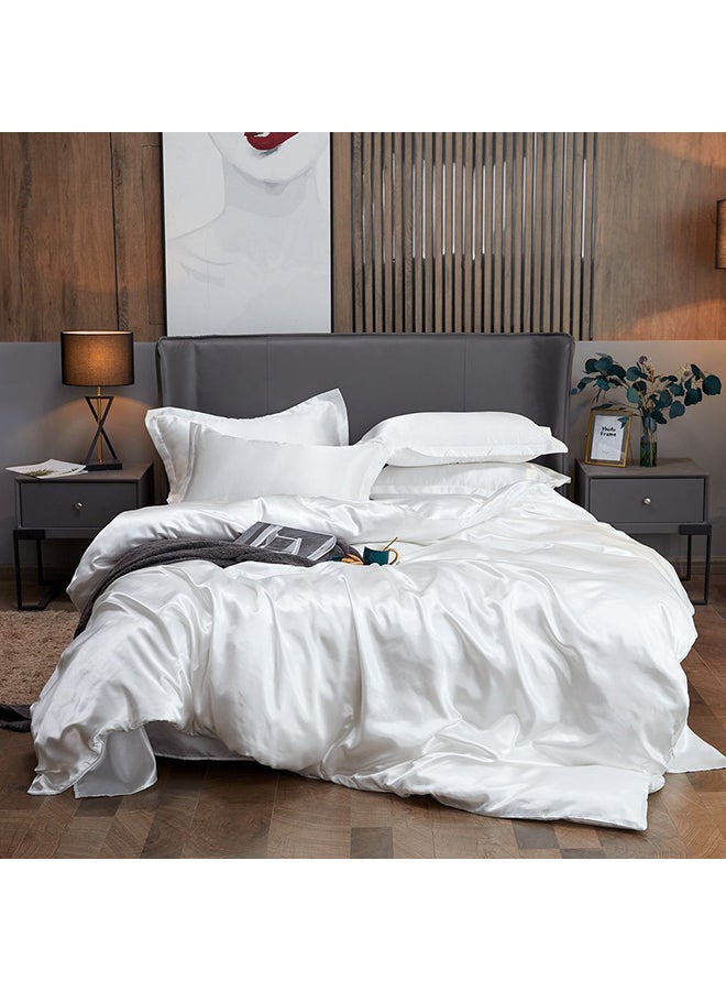 شاربدو طقم غطاء لحاف مكون من 4 قطع بوليستر أبيض 220x240سم - Image 1
